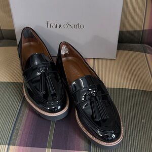Franco Sarto Black Patent Leather Loafers